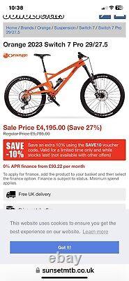 2023 Orange Switch 7 Pro Grand Cadre Comme Neuf £5795 Vélo d'Origine