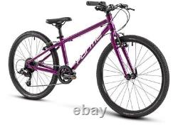 Vélo de montagne junior à roues de 24 pouces et léger (8-11 ans), 7 vitesses, violet, prix de vente recommandé de 365 £.