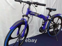 Vélo de montagne pliable pour adultes, 21 vitesses, suspension totale 26 pouces, avec engrenages Shimano